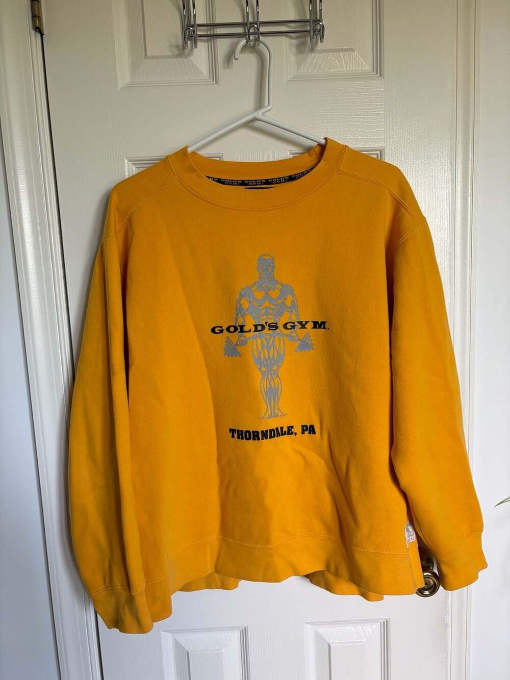 Gold's Gym Sweatshirt Size L Yellow Thorndale PA Graphic Pullover